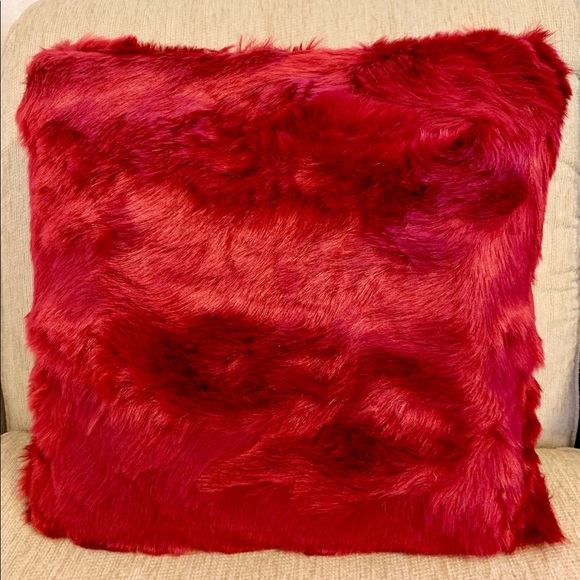 red furry pillows